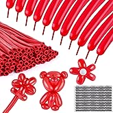 LovesTown 100PCS 260 Long Balloons, Red Twisting Latex Balloons for Magic Modeling Animal Weddings Birthdays Festival Party Decoration