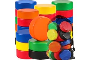 Zealor 6/30PCS Sport Foam Hockey Pucks, 3 Inch Mini Soft Foam Hockey Pucks with Mesh Bag Colored for Kids Adult Indoor Outdoor Use Sport Game Classic Training and Practicing