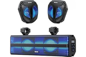 Ehaho 2.1CH Stereo UTV Sound Bar with Subwoofer & Dual Side Speakers, Bluetooth ATV Soundbar with RGB Lights,Waterproof Marin