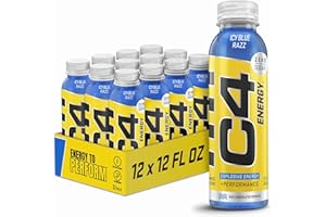 Cellucor C4 Energy Non-Carbonated Zero Sugar Energy Drink, Pre Workout Drink + Beta Alanine, Icy Blue Razz, 12 Fl Oz (Pack of 12)