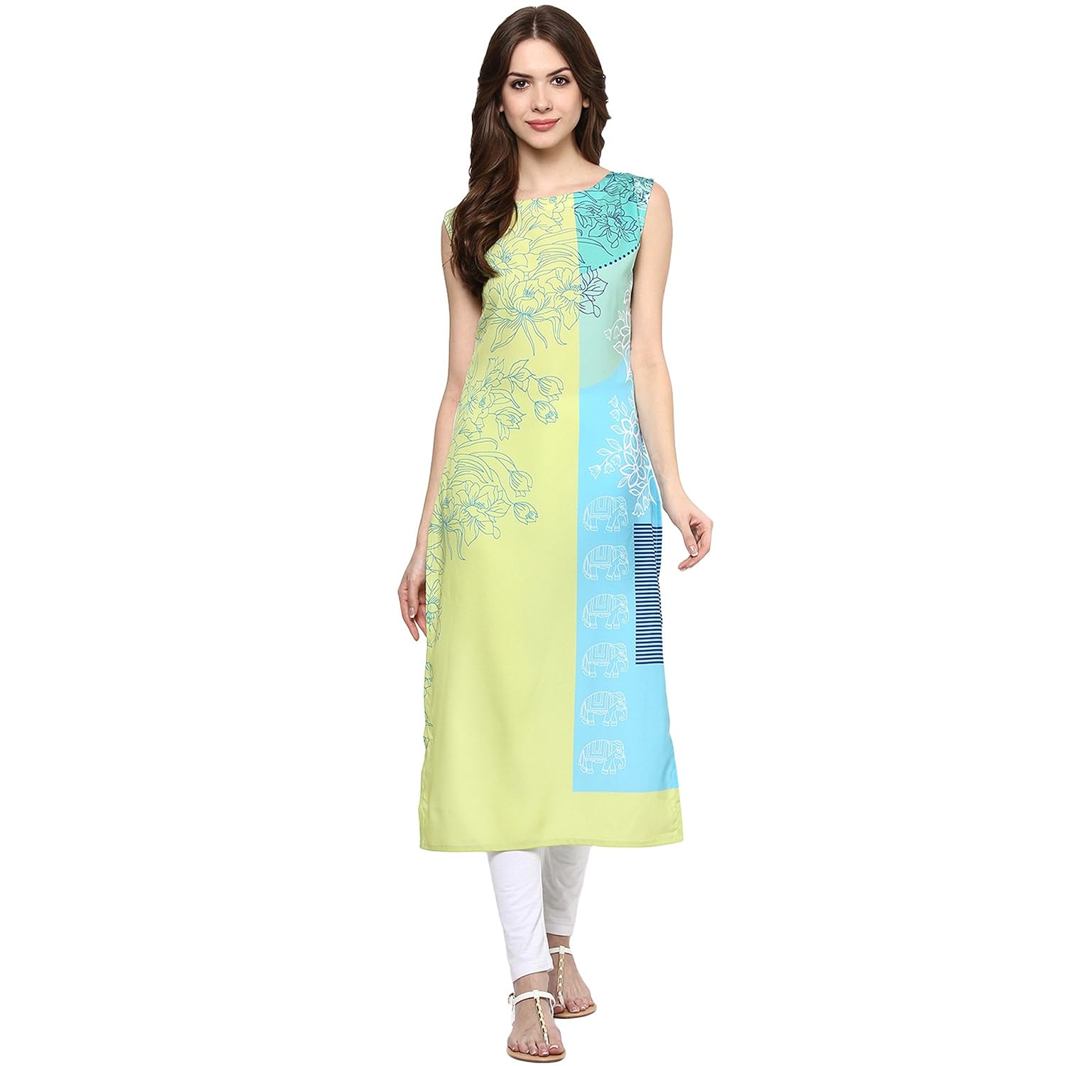 ziyaa women's straight crepe kurta