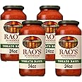Rao's Homemade Tomato Basil Sauce, 24 oz, All Purpose, Keto Friendly Pasta Sauce, Premium Quality, Tomatoes from Italy and Basil (Pack of 4)