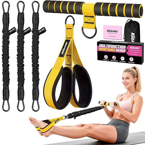 KUZARO UPGRADED MULTIFUNCTION PEDAL RESISTANCE BAND WITH HANDLE,...