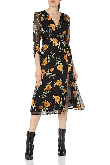 long sleeve wrap midi dress