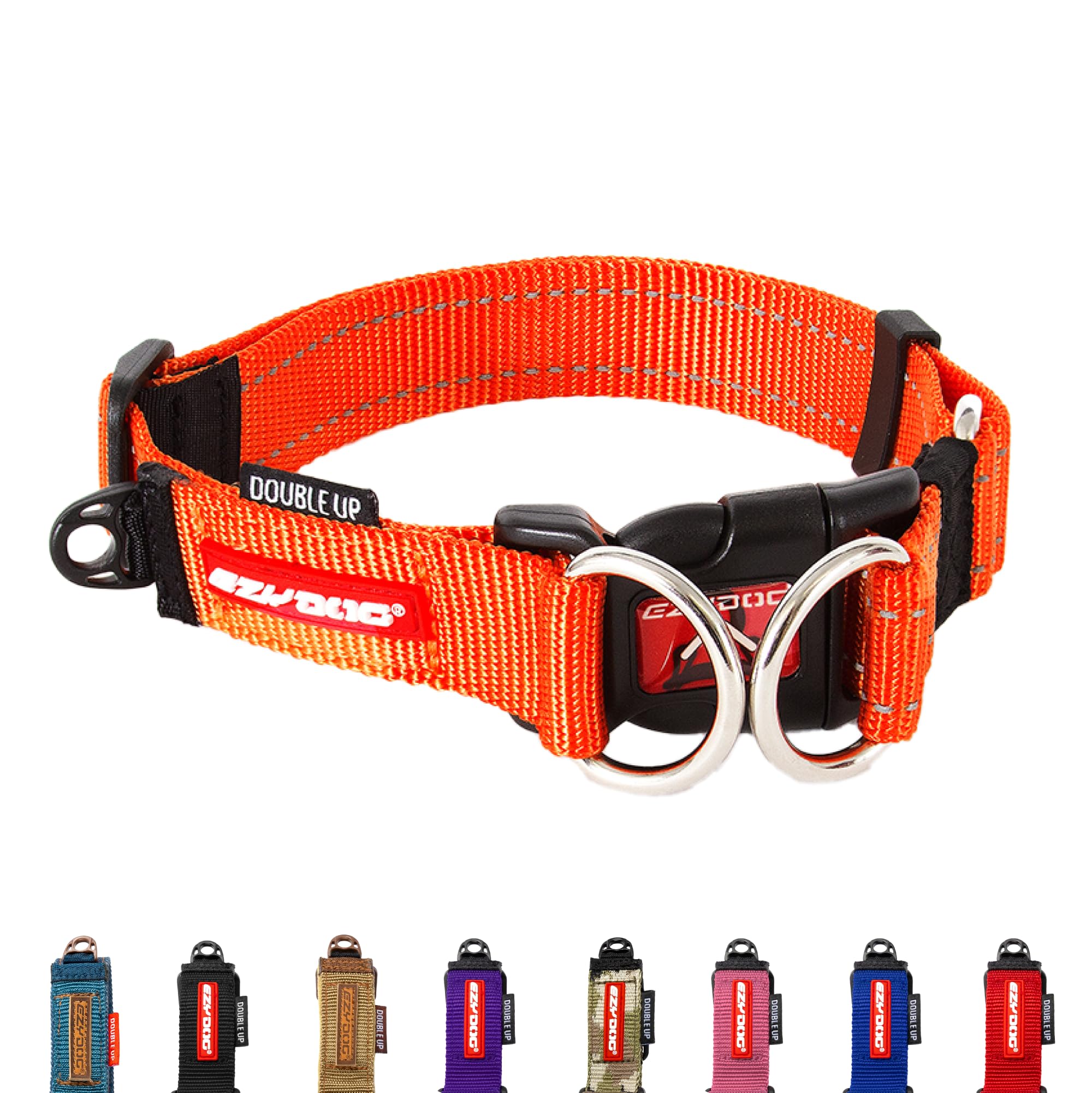 EZYDOG Double Up Dog Collar | Dog Collar Small, Medium, Large Dogs, Reflective Dog Collar, Supreme Comfort, Soft Neoprene Material, Strong Nylon Webbing (Small, Orange) — image 1