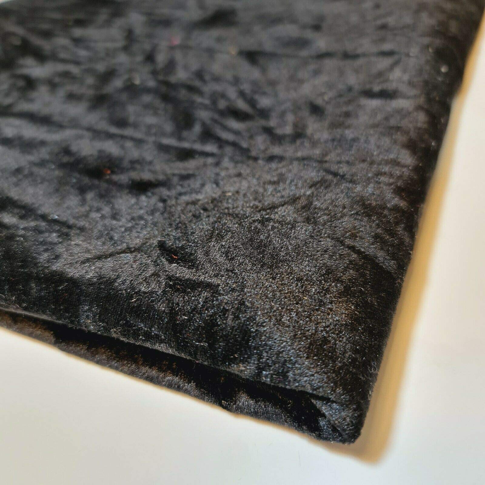 Textile Station Premium Quality Marble Crushed Velvet Medium Weight Stretch Fabric Material 58" Wide Available in 26 Colours (Black)