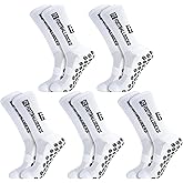 Jspupifip 5 Pairs Men's Grip Soccer Socks Anti Slip Athletic Socks Non-Slip Sports Football Basketball Socks for Men Women