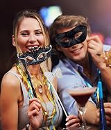 SIQUK Couple Masquerade Masks Phoenix Tail Black Venetian Party Halloween view 7