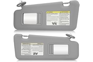 HKPARTS Left Driver & Right Passenger Side Sun Visor SunVisor for 2008-2013 Toyota Highlander 74320-48500-B0 74320-0E050-B0 (Gray)