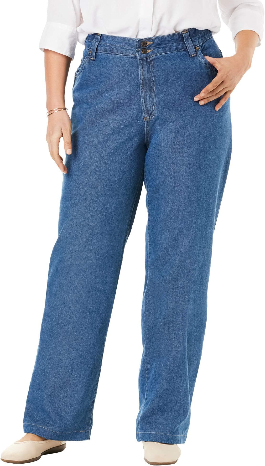 Women's Plus Size Wide Leg Cotton Jean
