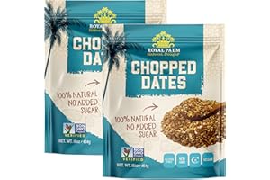 Royal Palm Chopped Dates for Baking, 16oz (Pack of 2) – 100% Natural & Pitted, Non-GMO, Kosher, No Added Sugar – Dried Chopped Dates, Ideal for Recipes, Cooking, & Snacking