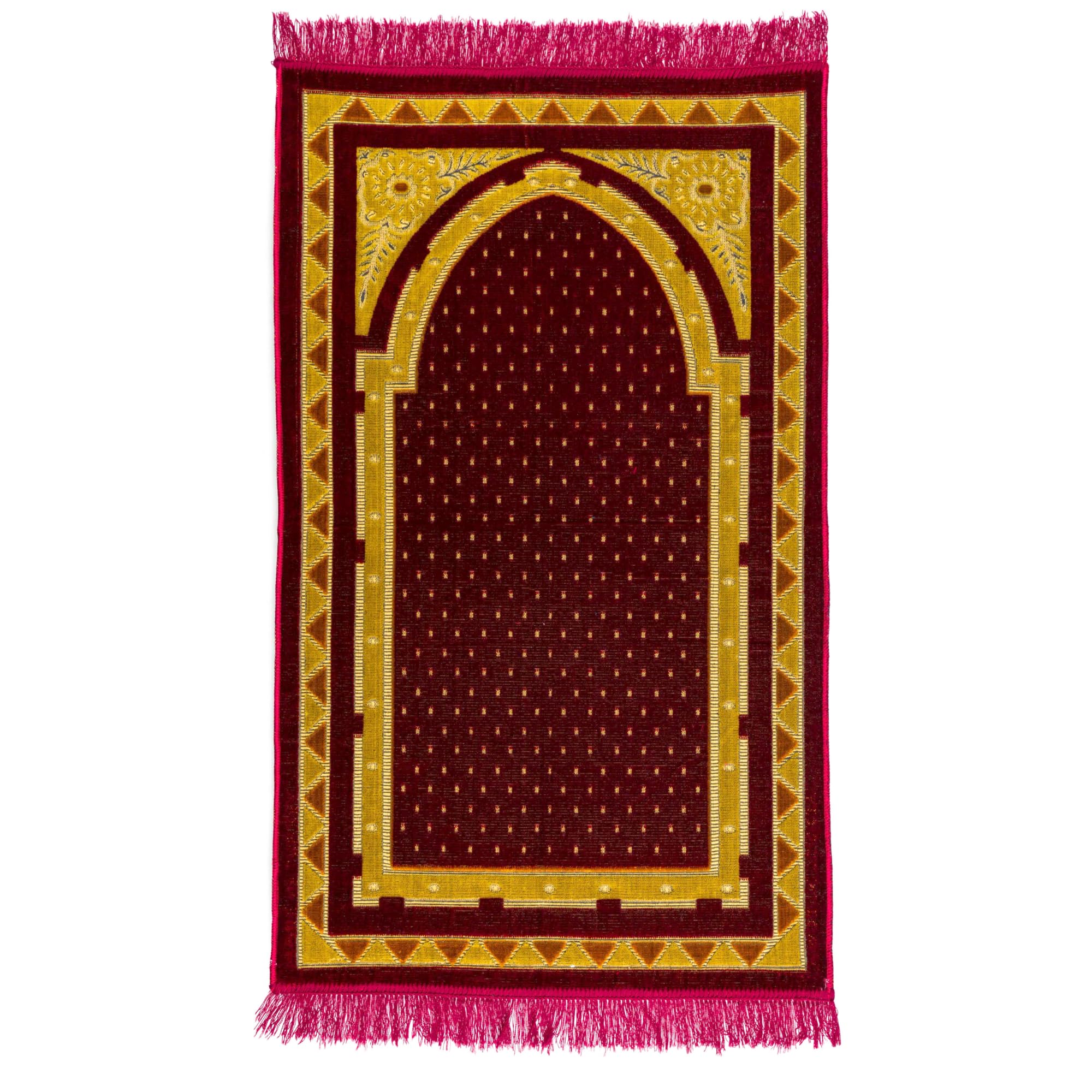 homeart Muslim Prayer Rug, Soft Plush Thin Islamic Prayer Mat, Janamaz, Sajada, Praying Carpet, Islamic Gift for Men & Women, Ramadan Eid Hajj Gift, Taif Pattern, Bordeaux