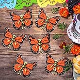 Tellegloww 6 Pcs Day of The Dead Butterfly Fridge Magnets Skeleton Monarch Magnets Dia De Los Muertos Halloween Decor Cute Creepy Refrigerator Decorations