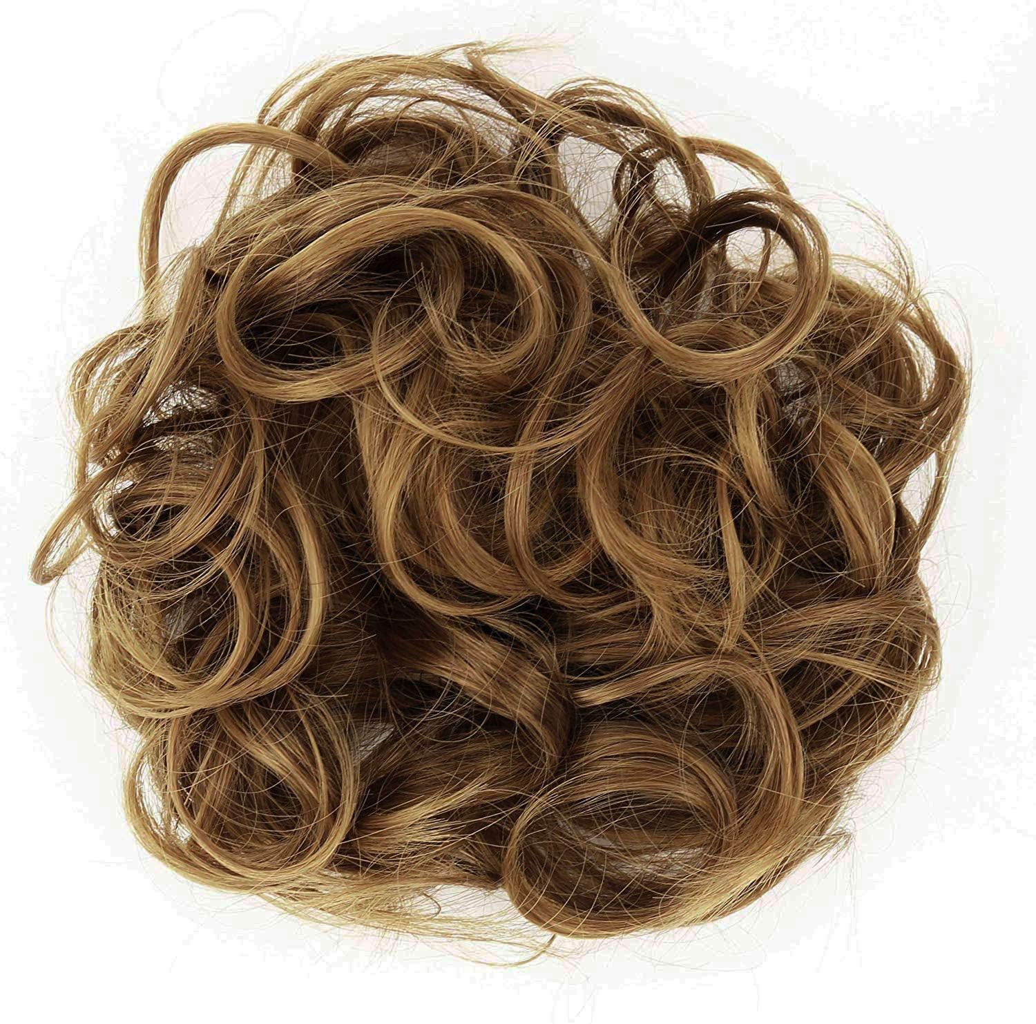 CAISHA Large Hairpiece Scrunchy Instant Updo Curly Messy Bun Light Brown Mix G16E, Light coffee mix - Image 3