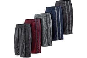 ESSENTIAL ELEMENTS 5 Pack: Men's Dry-Fit Sweat Resistant Active Athletic Performance Shorts
