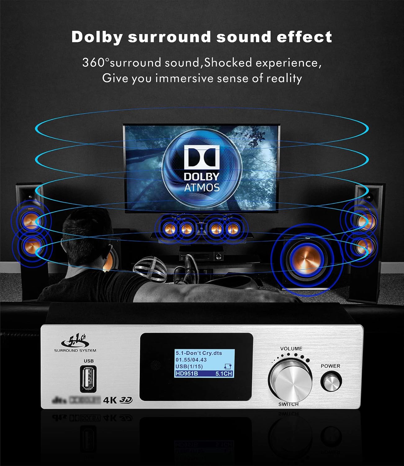 2019 new virtual 5.1 7.1 surround sound active amplifier karaoke speaker system