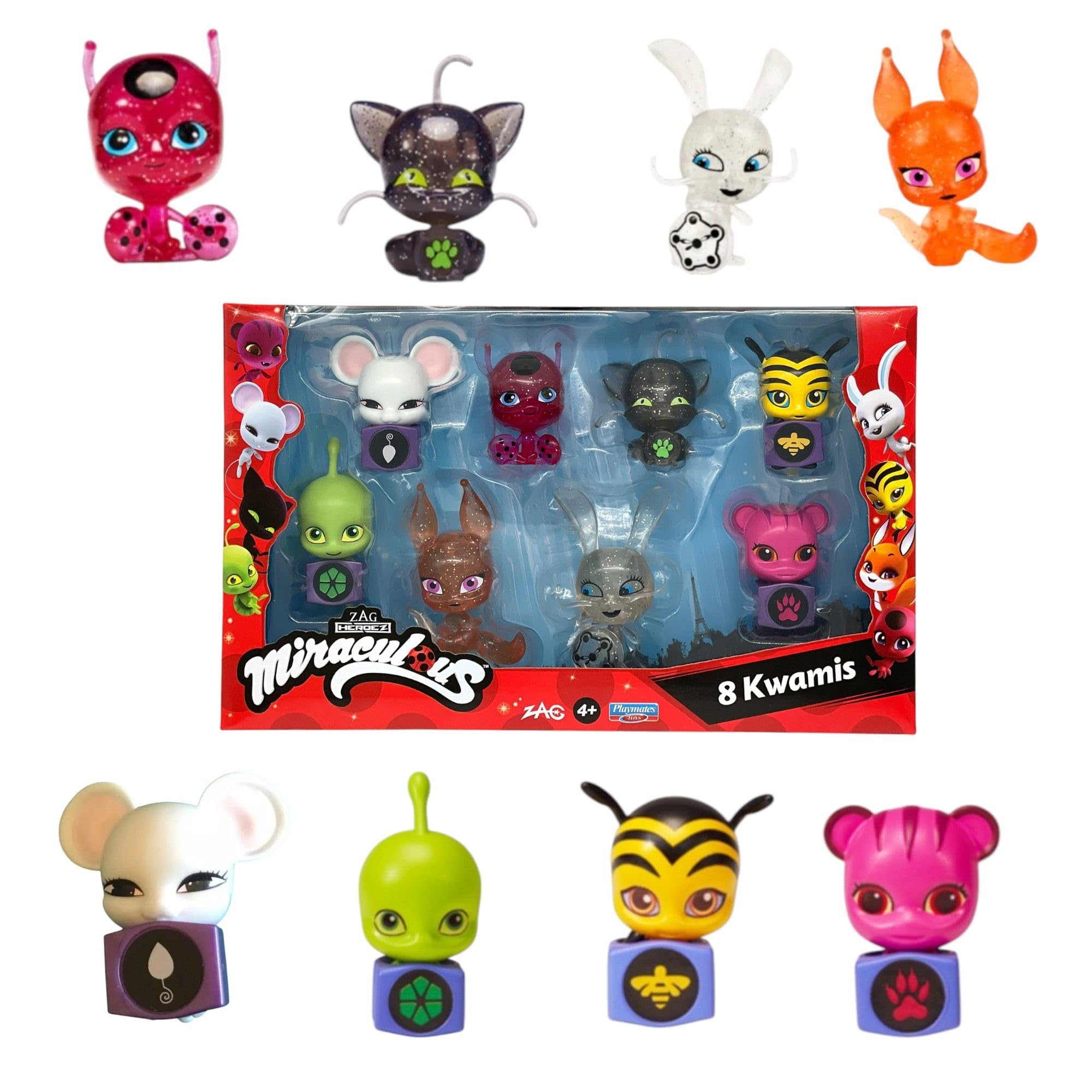 BANDAI - Miraculous - Pack of 8 Kwamis - Mini Figures Collection - Game Box Set with 8 Kwamis - Small Cute Miraculous Ladybug Figures - Toy from 4 Years - P50532