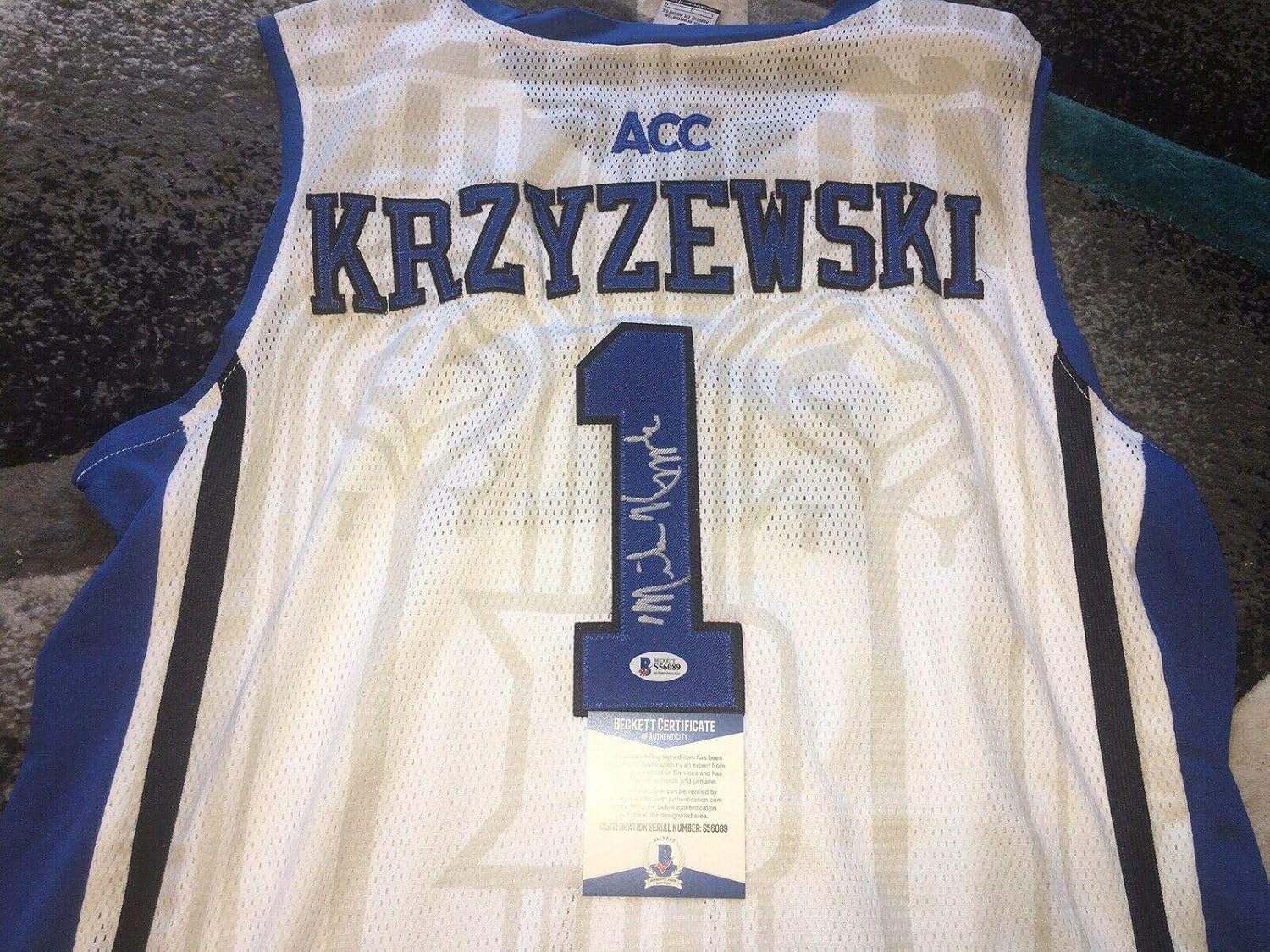 coach k autographed basketball