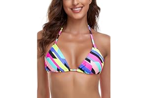 Ocean Blues Women's Triangle Bikini Top Self Tie Swimsuit Top Halter Swimwear