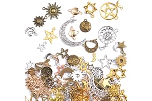 stino 100 Gram Metal Charms for Jewelry Making, Silver & Gold Plated, Bulk Pack for Bracelets, Necklaces, Crafts