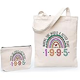 HAIHAUPOD 2Pcs Canvas Tote Bags for Women Born in 1995, 30th Birthday Gift Idea, Rainbow Print, Large Capacity