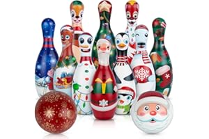 AORZIT Christmas Bowling Set for Kids Toddler Party Supplies, Christmas Bowling Game for Kids Bowling Pins Bowling Balls for Family Indoor Outdoor Party Games Kids Party Decor, Winter Holiday Games for Kids