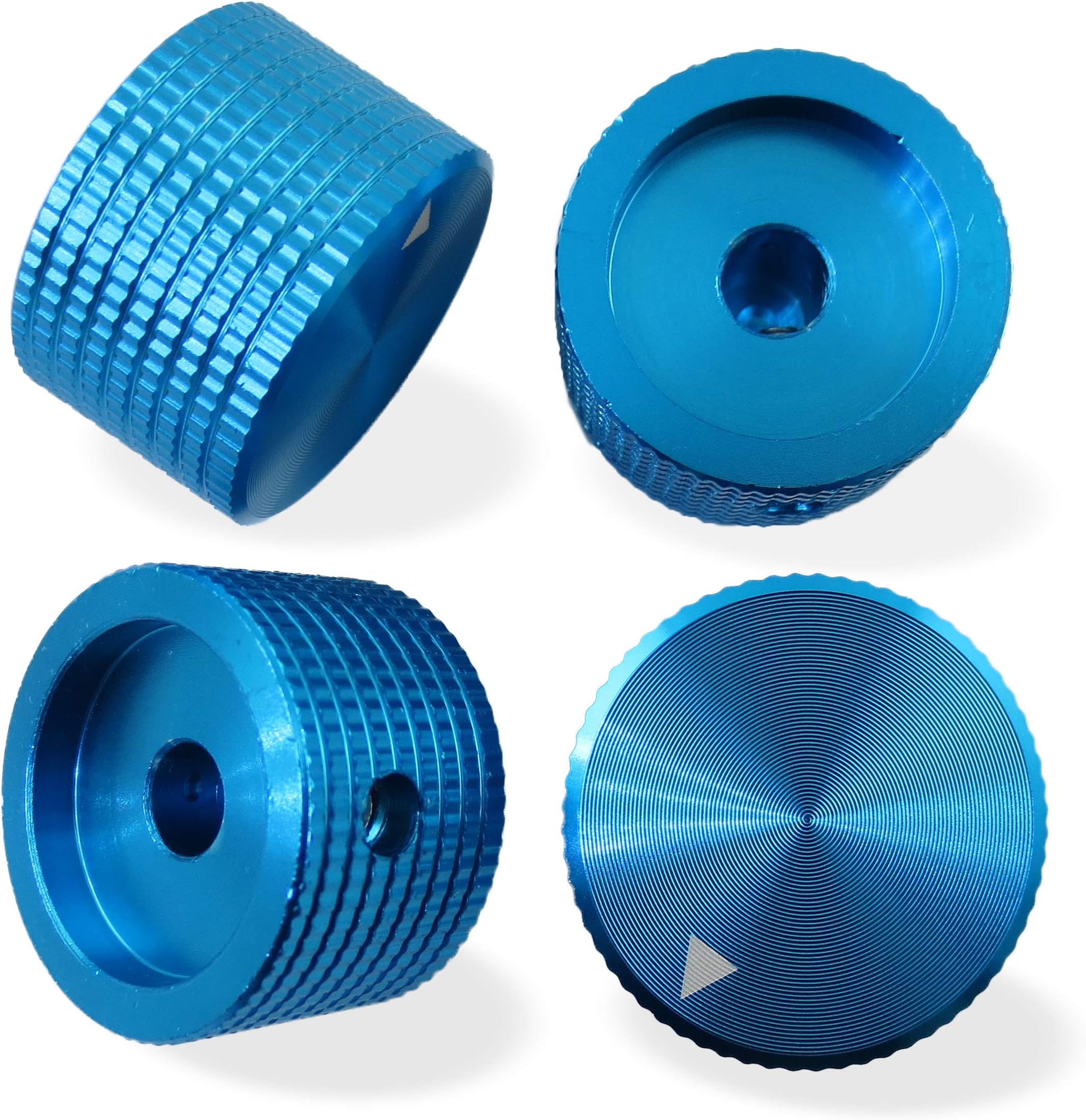 Riverstone Audio - 4 PCS, Potentiometer Knobs, for 6 mm Dia. Shaft, Solid Aluminum, 25 mm Dia.x15 mm, Volume Control, Amplifier, Electric Guitar Knobs (Blue, Fit 6 mm Dia. Shaft)