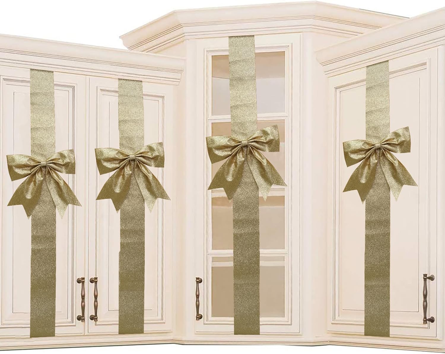 Bows & Ribbons - K KIRKWOOD KITCHEN 8 PCS Cabinet Door Festive Ribbons and Bows Decoration Holidays, Gold