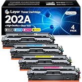 Layer 202A Toner Cartridge 4 Pack Compatible Replacement for HP 202A CF500A Color Pro MFP M281cdw M254dw M281fdn M254dn M254nw M281 Printer Toner (Black/Cyan/Yellow/Magenta)