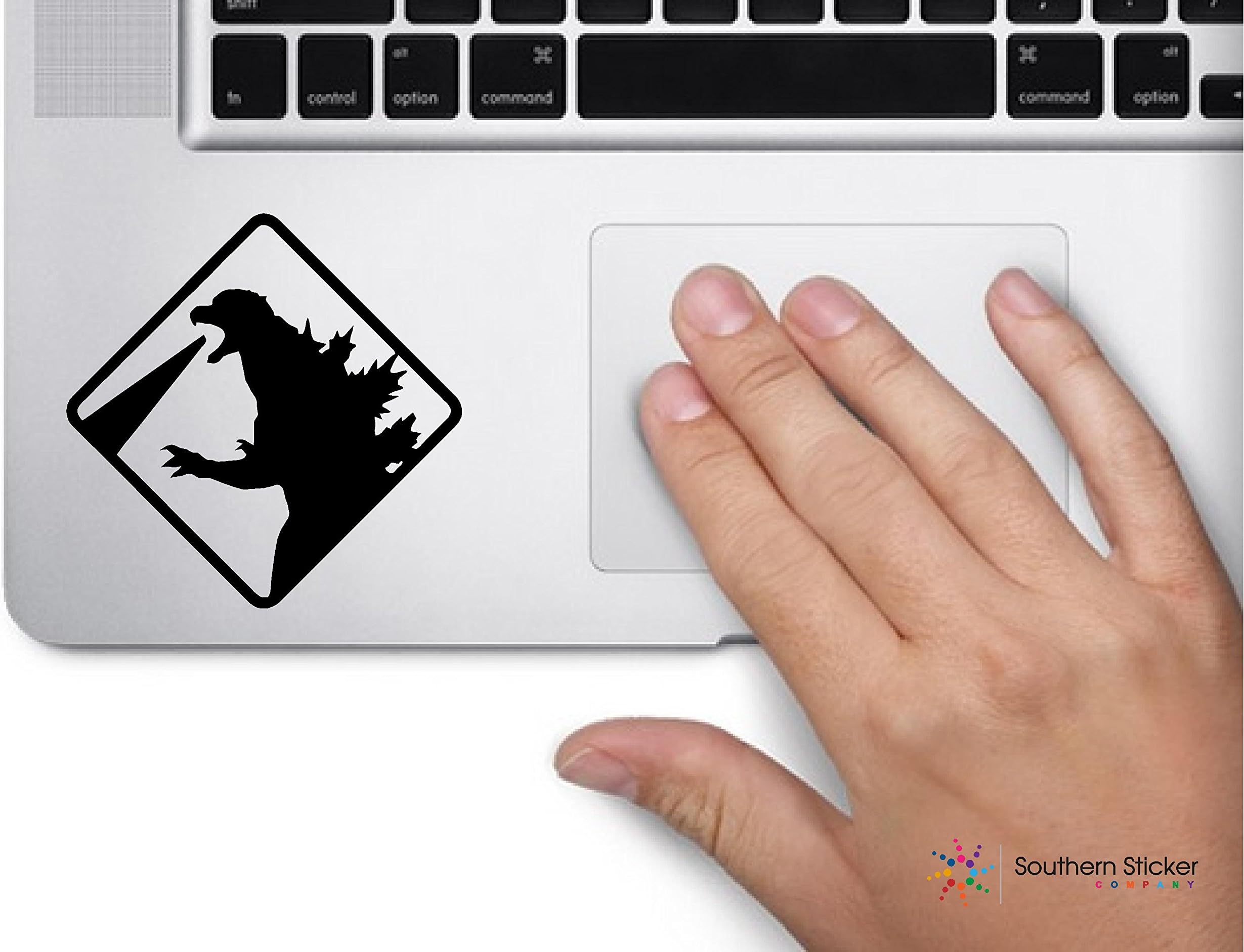 Godzilla Warning Sign 3x3 Black Movie Monster Japan Lizard Funny America United States Color Sticker State Decal Vinyl - Made and Shipped in USA