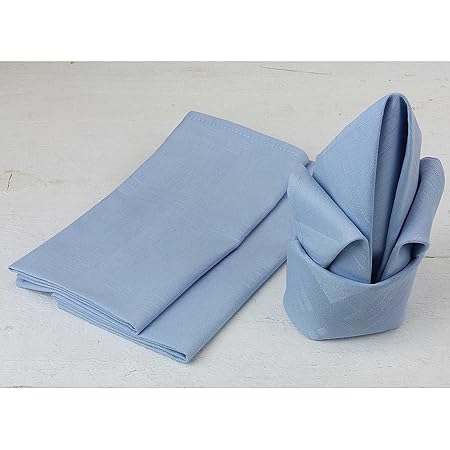 MACOSA 6er Set edle Stoffservietten | Hellblau | 45x45 cm | 100% Baumwolle | Tischwäsche Tisch-Dekoration Mundservietten Text