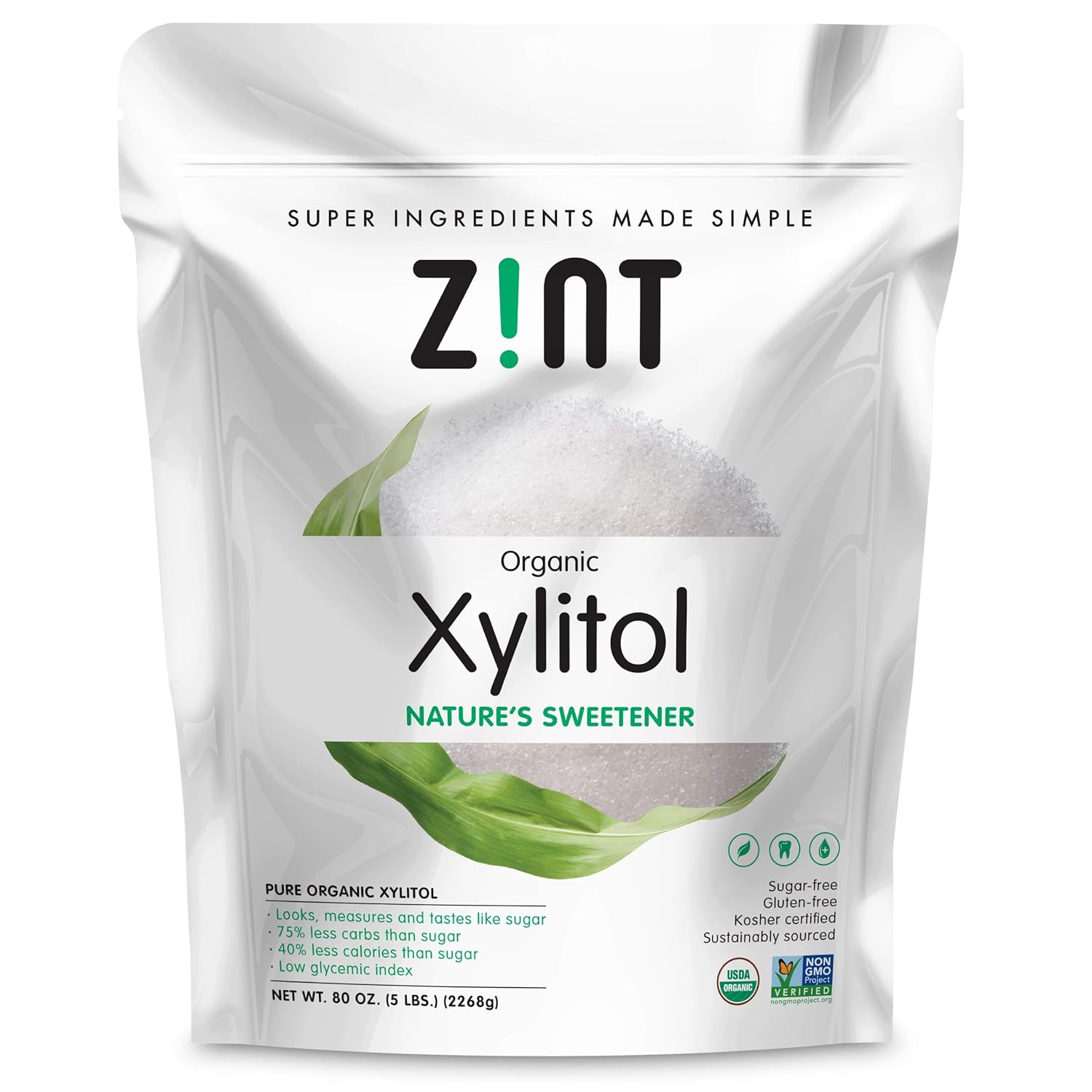 Organic Xylitol Sweetener XL (5 lbs) Keto Friendly, LowCarb, Low