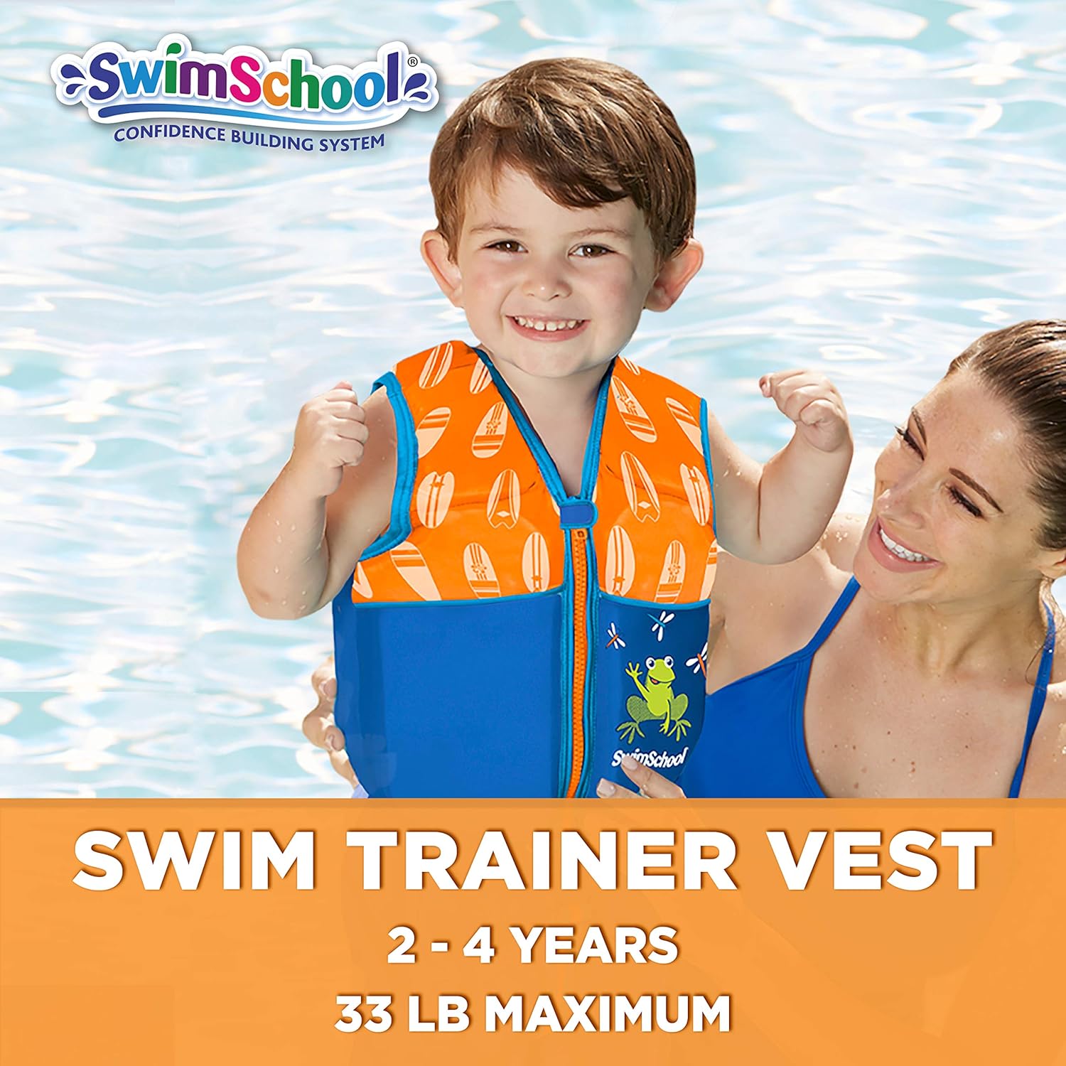 Small/Medium Easy on and Off Blue/Orange SwimSchool New & Improved Swim