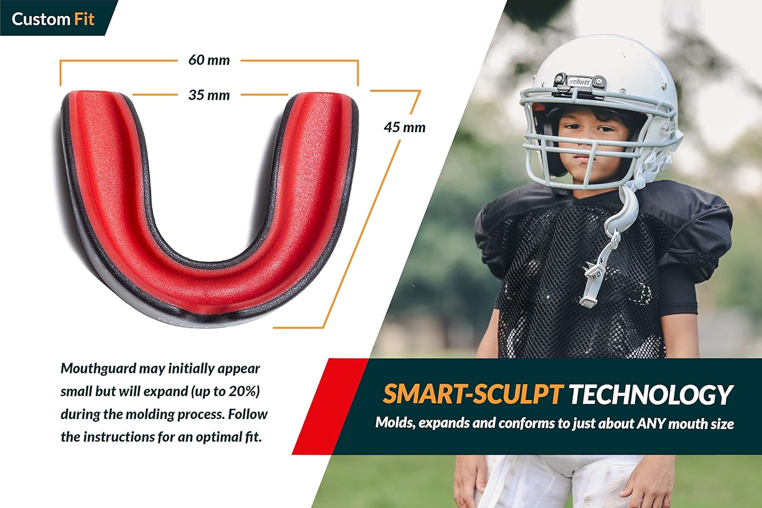 Redline Sportswear Custom Molded Mouthguard w/Case | Youth - Adult - Braces | Best Protection for MMA, Boxing, BJJ, Lacrosse, Football, Hockey and Other Sports | BPA Free (Blue & Black) : Sports & Outdoors