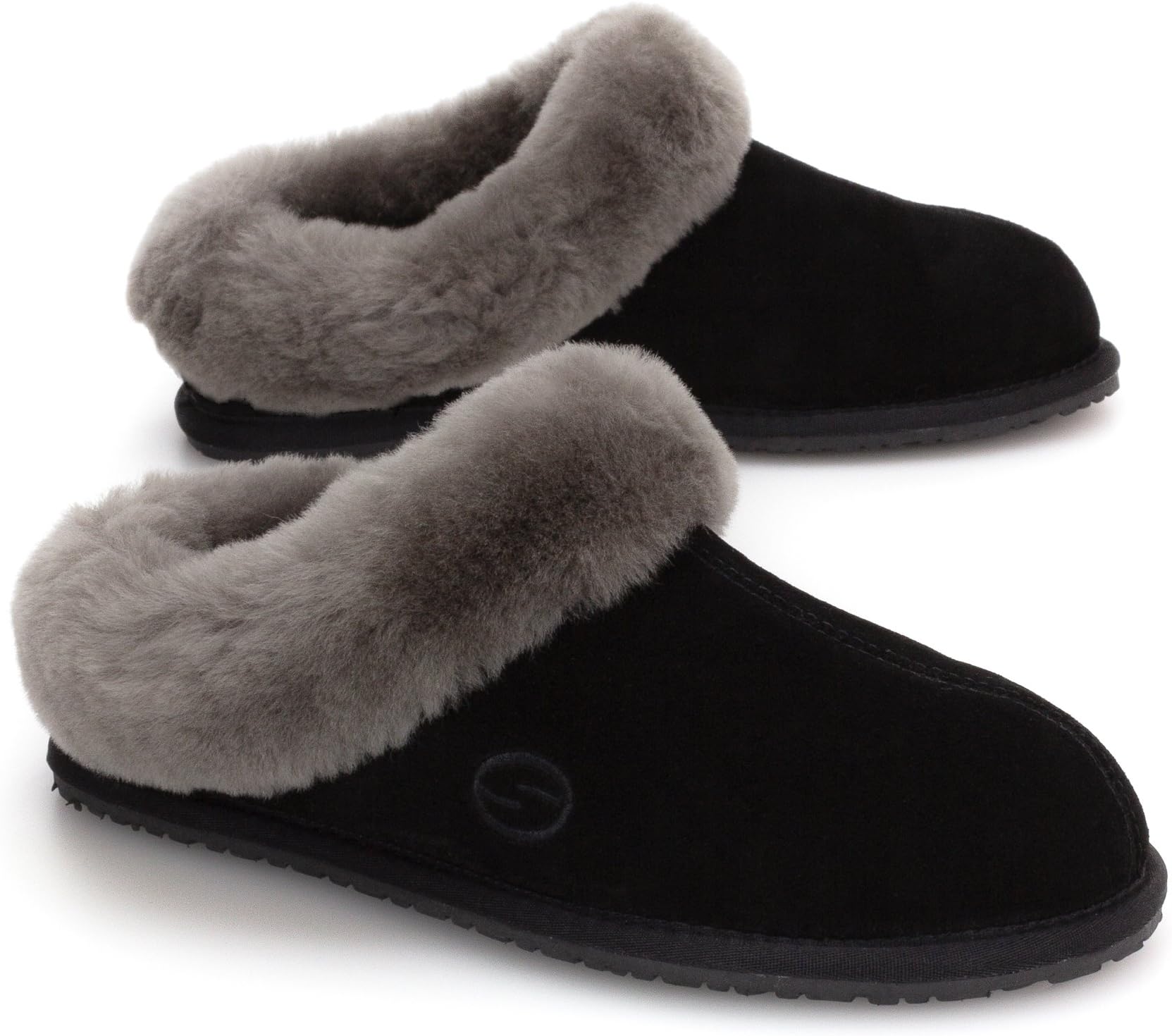 SHEPHY Muse Low Back Merino Shearling Sheepskin Slippers for Women with Suede Leather Upper and Cuff