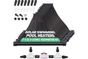 SunQuest - 8 Panels (2ft x 12ft) Solar Water Heater for Above Ground & Inground Pools - Polypropylene UV Resistant Collectors