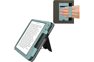 kwmobile Cover Compatible with Kobo Libra Colour Cover - Faux Leather/Suede Case with Stand - Mint/Dark Grey