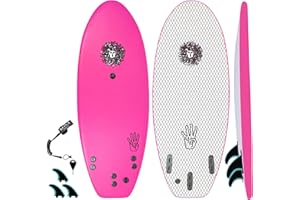 KONA SURF CO. The 4-4 Surfboard for Beginners Kids and Adults - Soft Top Foam Surfboards for Beach - Surf as a Boogie Board Bodyboard or Softboard - Includes Fins and Leash
