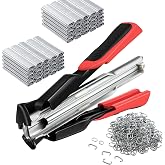 Dreyoo 2500 Pcs C Clips Hog Ring Pliers Kit, 3/4" Hog Ring Nail | Fencing Plier Staple Gun Cage Clamp for Animal Pet Cages Fencing, Upholstery, Car Cushions, Meat and Sausage Casings