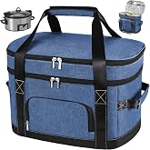 Ottkids Double Layer Slow Cooker Carrying Bag - Fits 6-8 Quart Crock-Pot &amp; Hamilton Beach Oval Slow Cookers, Insulated Travel Carrier Case with Adjustable Straps &amp; Accessory Pocket for Utensils