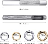 kuou Grommet Kit 100 Sets 1/4 Inch Eyelets Punch Kit Gold Silver view 3