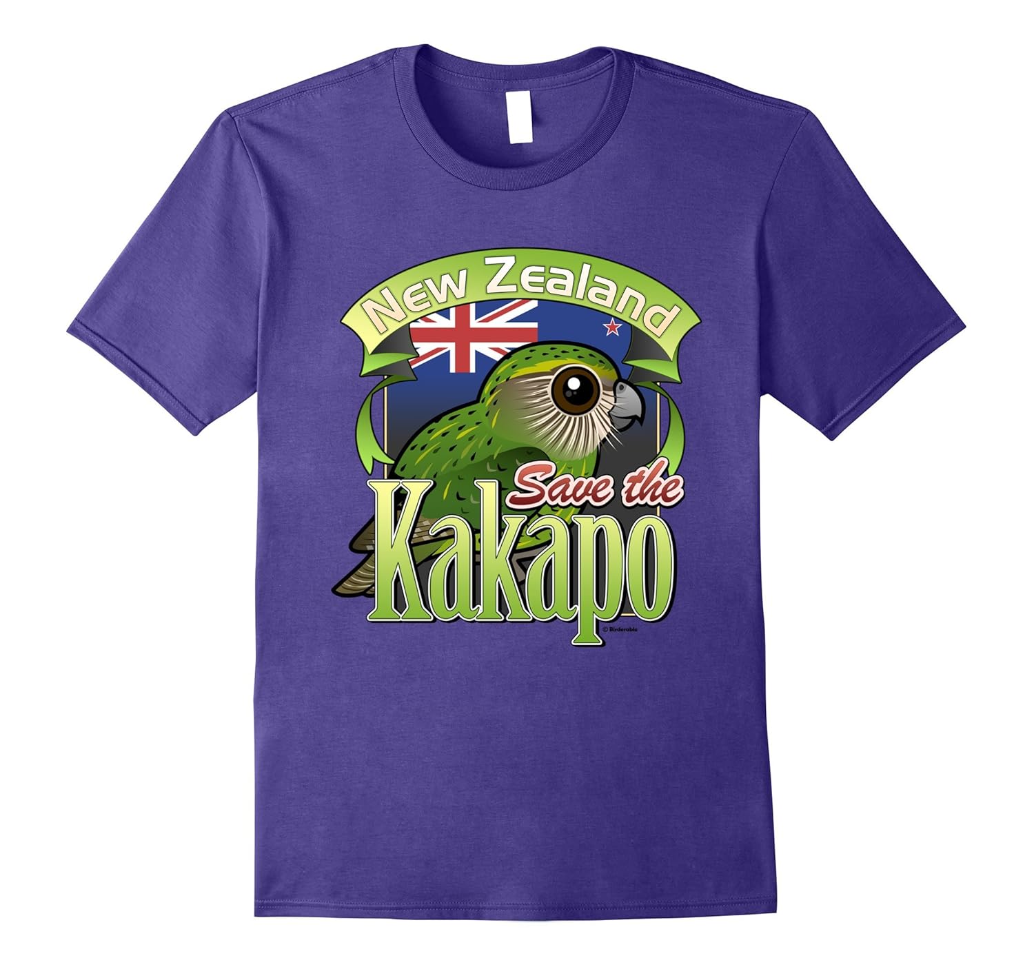 Cute Cartoon Kakapo Parrot T-Shirt | Bird of New Zealand Top-ANZ