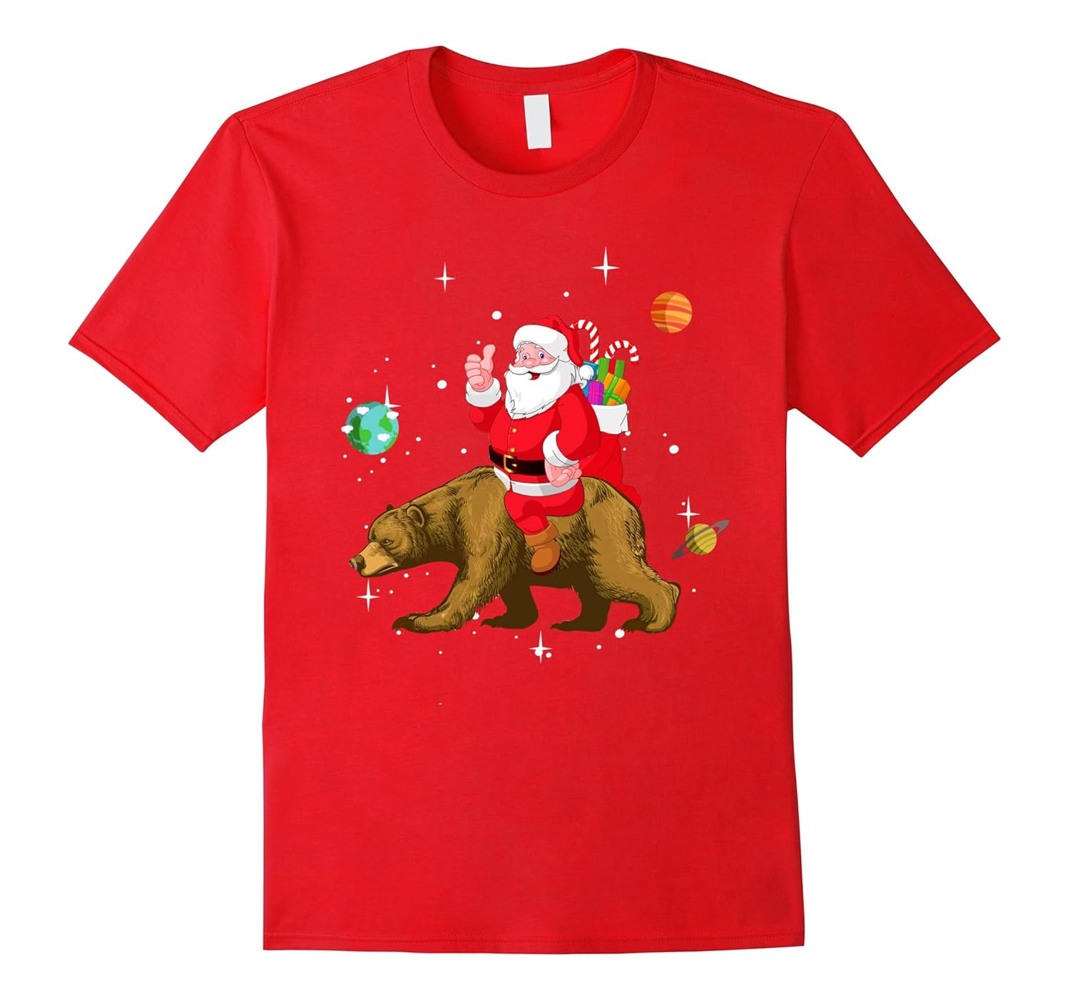 Santa ride Bear Awesome Christmas Bear Lover T-Shirt-Rose