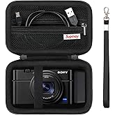 Supmay Carrying Case for Sony RX100 VII/ RX100 VI/ RX100 V/ RX100 IV/ RX100 III Premium Compact Camera, Storage Holder Travel Bag with Zipper Mesh Pocket for Charging Cable, USB Card, Black