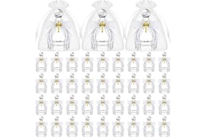 Newtay Holy Catholic Christian Water Bottles with Cross Organza Bags Lace Bow and Rope Water Container for Holy Communion Gifts Church Wedding Baptism Christmas Party Favors(48 Set)