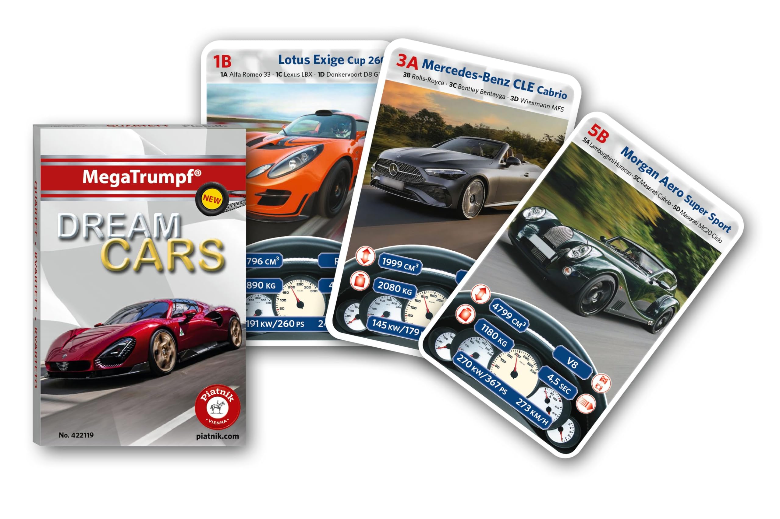 Piatnik 4221 "Mega Trumpf - Dream Cars Quartet Game