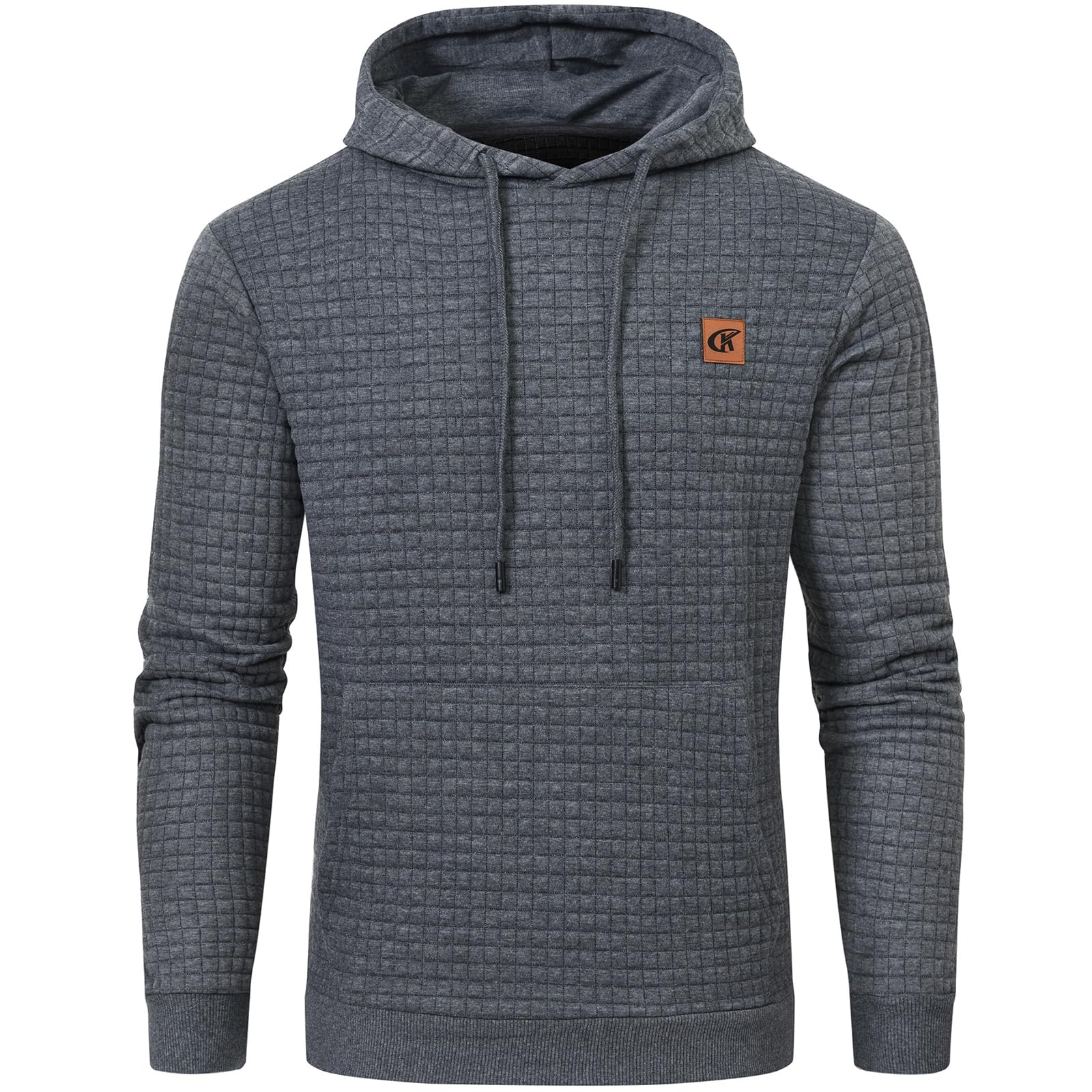 YuKaiChen Pullover Herren Arbeitspullover Waffel-Stoff Fleece Hooded Sweat Sweatshirt Grau L