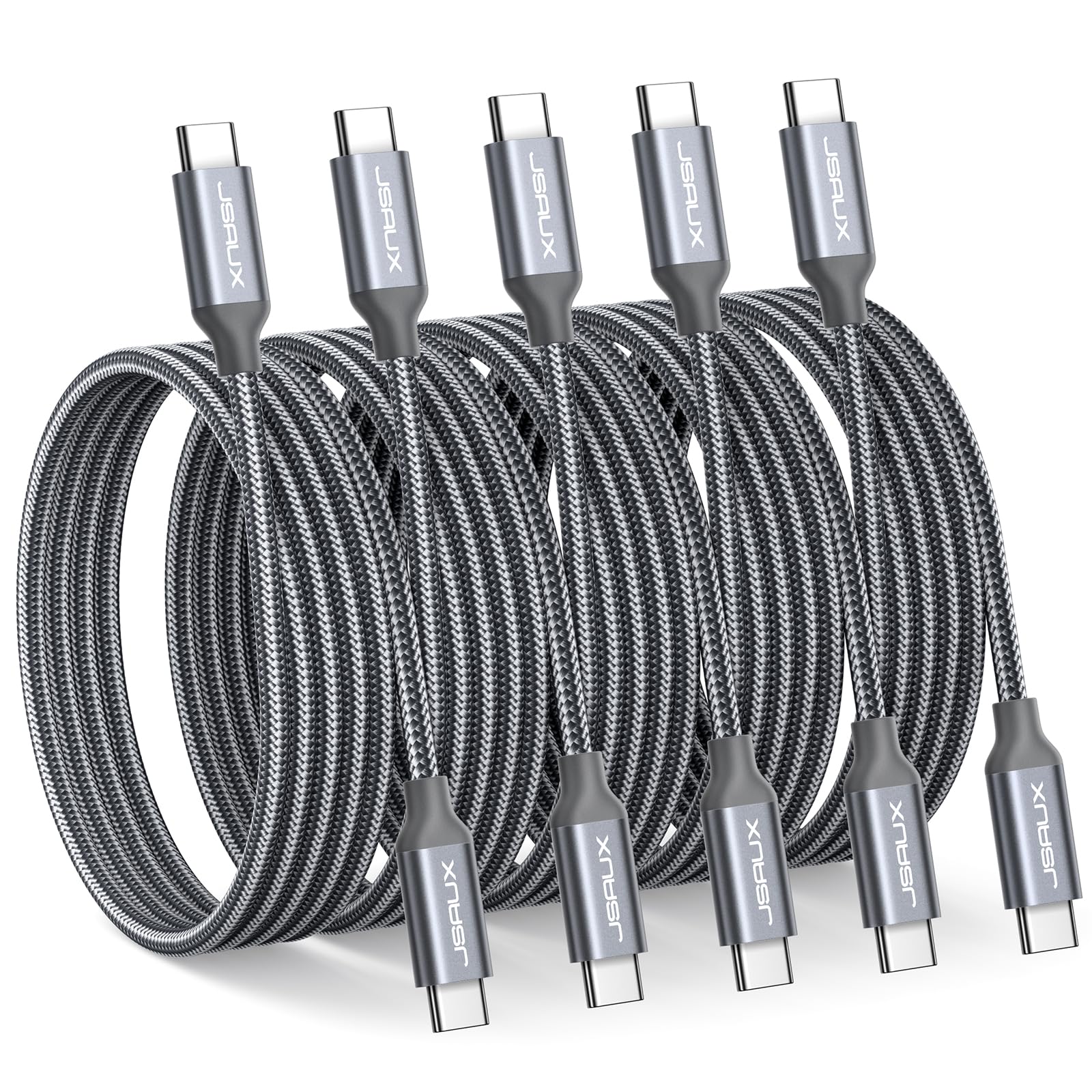 Photo 1 of USB C to USB C Cable 60W [5-Pack, 3.3FT], Type C Fast Charging Cable Compatible with iPhone 16/16 Plus/16 Pro/16 Pro Max, iPhone 15 Series, Galaxy S25/S24/S23/S22, MacBook, iPad, Pixel, and More-Grey