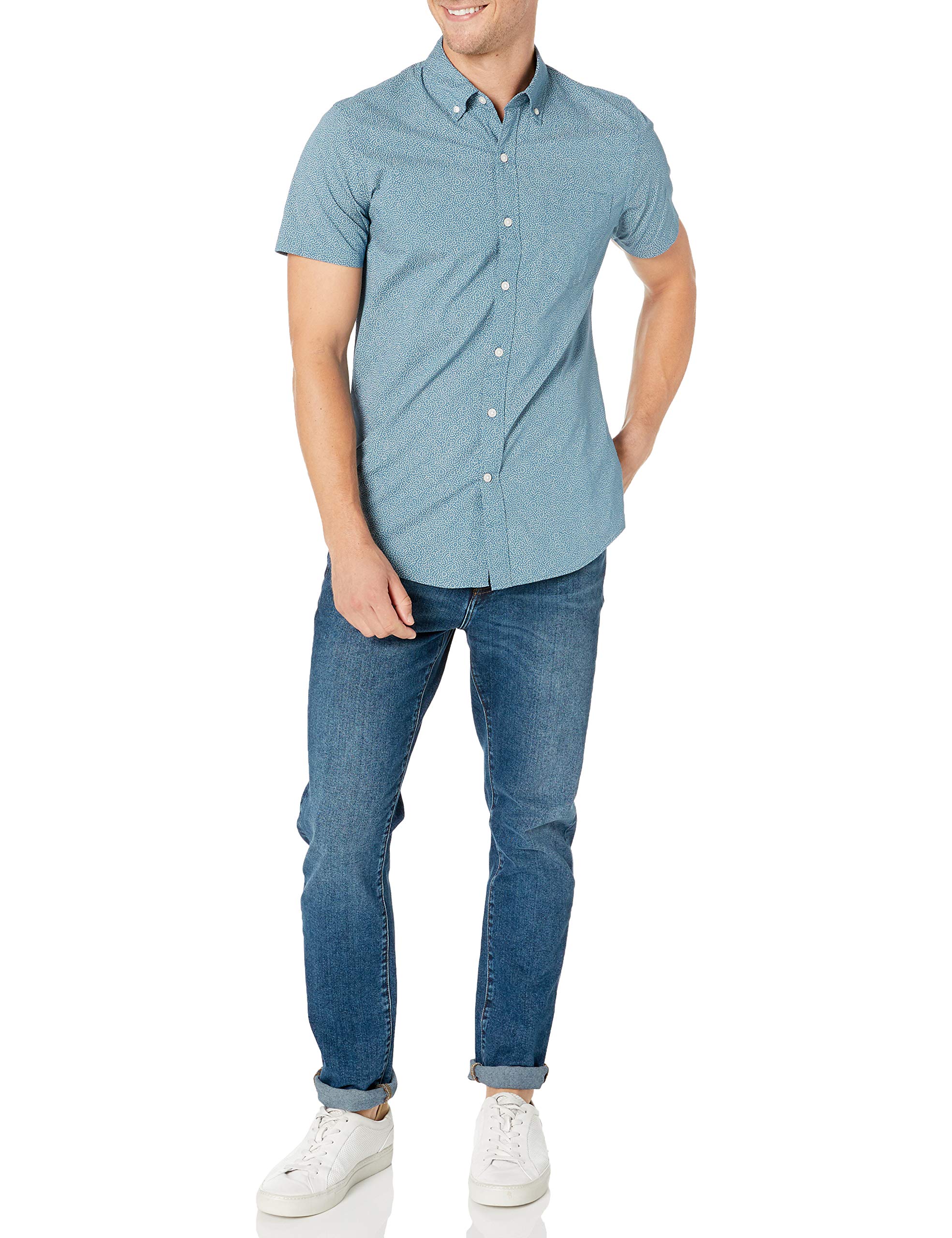 Amazon Brand - Goodthreads Men's Slim-Fit Short-Sleeve Printed Poplin Shirt | Beachwear Central