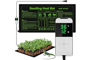 Seedling Heat Mat with Thermostat 5 to 45°C, 54 X 27 cm 40W Seedling Heat Mat, Waterproof & Durable Heat Mat with Timing Func